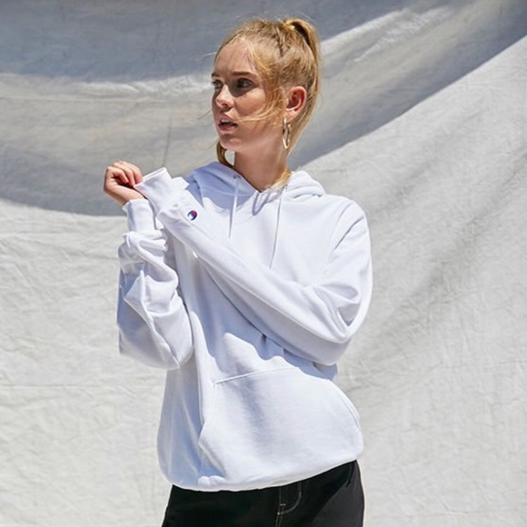 Champion Reverse Weave Logo White Hoodie - Picture 2 of 8